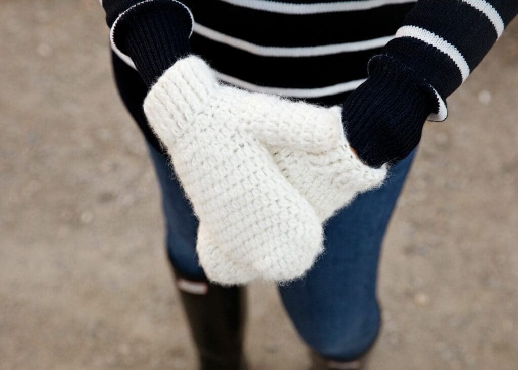 Crochet Mittens top view